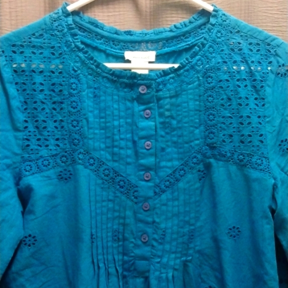 Sundance Teal Eyelet Blouse - Picture 4 of 6